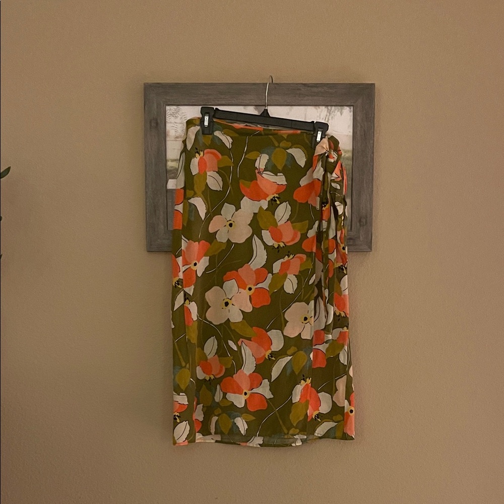 Emory Park Olive Floral Wrap Skirt
